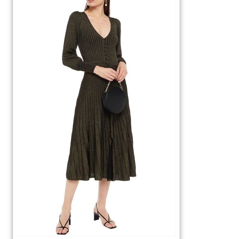 SANDRO Paris Aure Metallic Long Lurex Knit Dress!